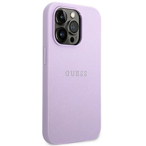 Etui Guess Saffiano Strap na iPhone 14 Pro - fioletowe