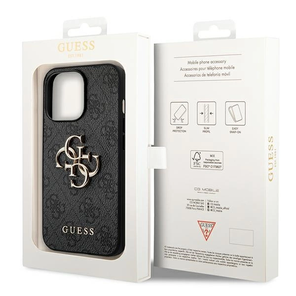 Etui Guess 4G Big Metal Logo na iPhone 14 Pro - szare