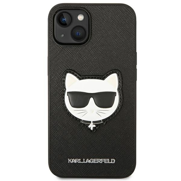 Etui Karl Lagerfeld Saffiano Choupette Head Patch na iPhone 14 Plus - czarne