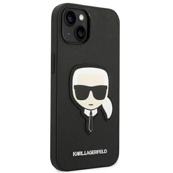 Etui Karl Lagerfeld Saffiano Karl's Head Patch na iPhone 14 Plus - czarne