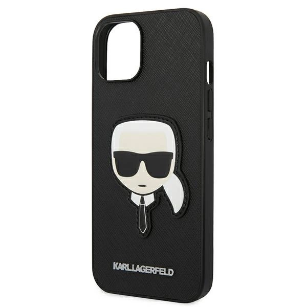 Etui Karl Lagerfeld Saffiano Karl's Head Patch na iPhone 14 Plus - czarne