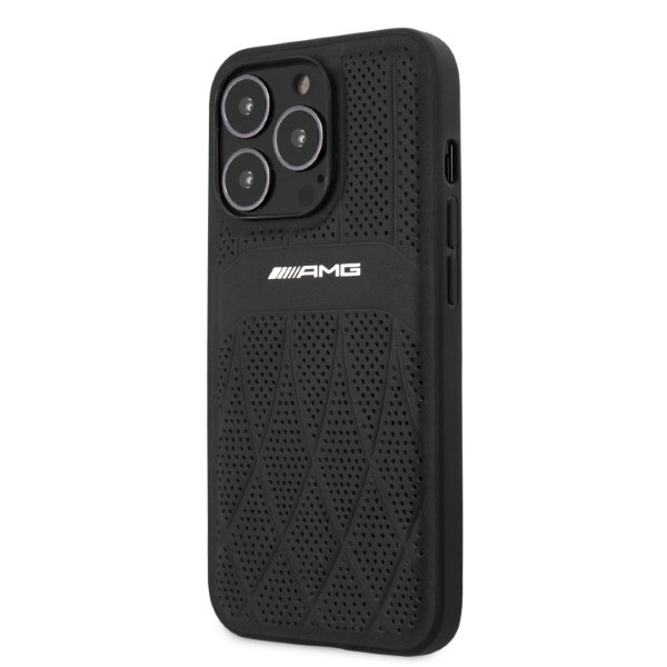 Etui AMG Leather Curved Lines na iPhone 13 Pro Max - czarne