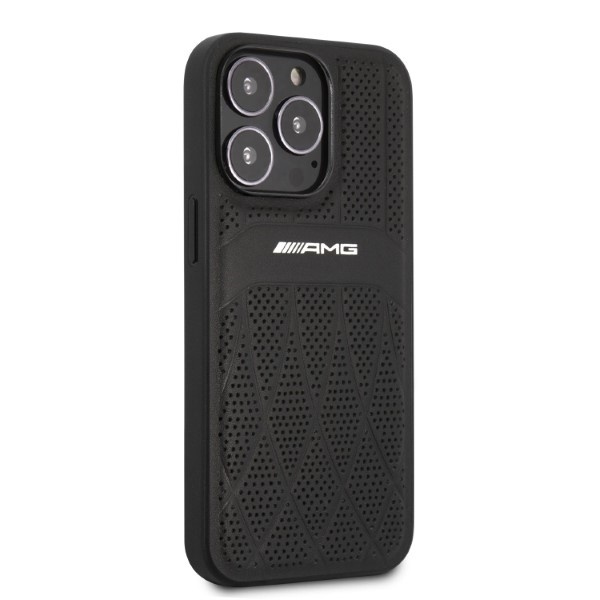 Etui AMG Leather Curved Lines na iPhone 13 Pro Max - czarne