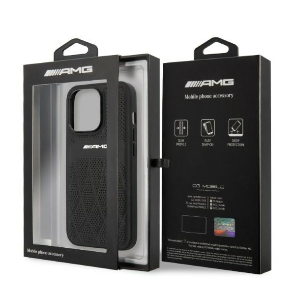 Etui AMG Leather Curved Lines na iPhone 13 Pro Max - czarne