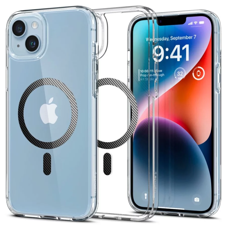 Etui Spigen Ultra Hybrid Mag z MagSafe na iPhone 14 Plus - przezroczysto-szare