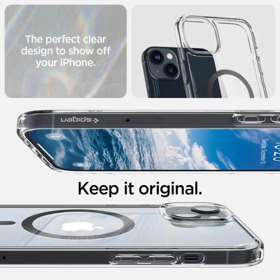 Etui Spigen Ultra Hybrid Mag z MagSafe na iPhone 14 Plus - przezroczysto-szare