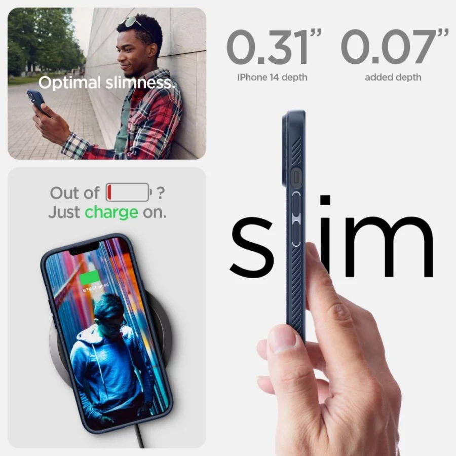 Etui Spigen Liquid Air na iPhone 14 Plus - niebieskie