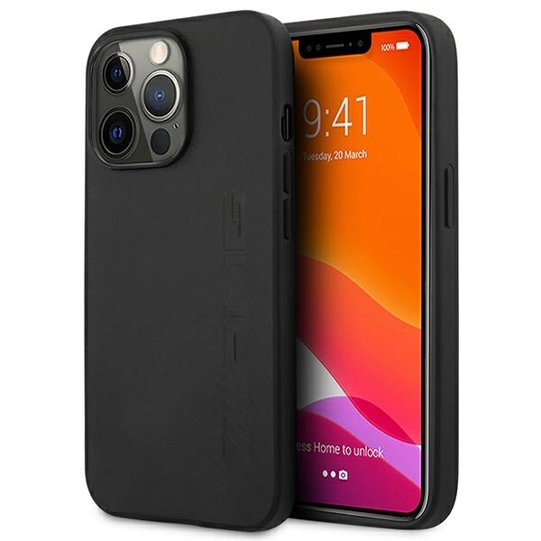 Etui AMG Leather Hot Stamped na iPhone 14 Pro - czarne