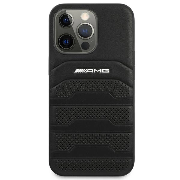 Etui AMG Leather Debossed Lines na iPhone 14 Pro - czarne