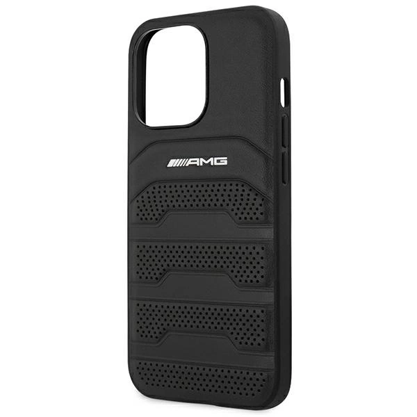 Etui AMG Leather Debossed Lines na iPhone 14 Pro - czarne