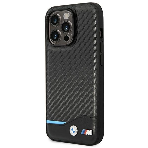 Etui BMW Leather Carbon na iPhone 14 Pro - czarne