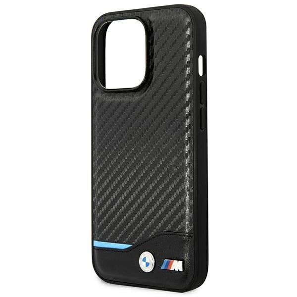 Etui BMW Leather Carbon na iPhone 14 Pro - czarne