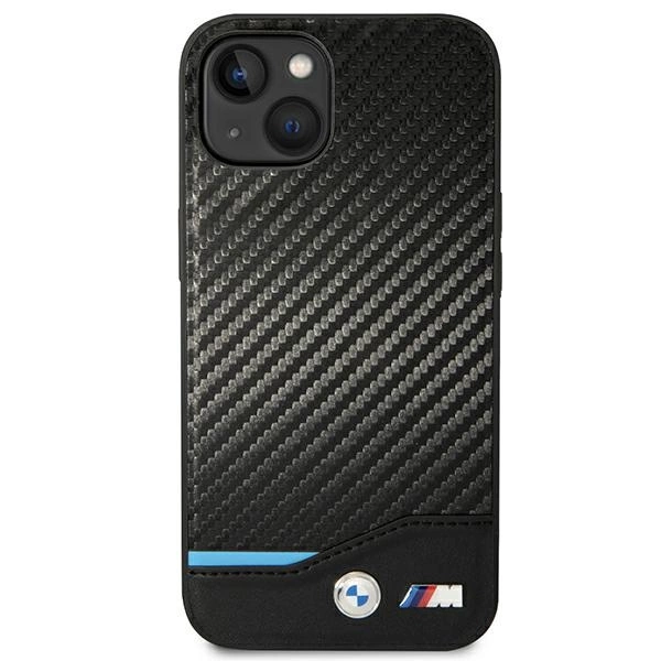 Etui BMW Leather Carbon na iPhone 14 Plus - czarne