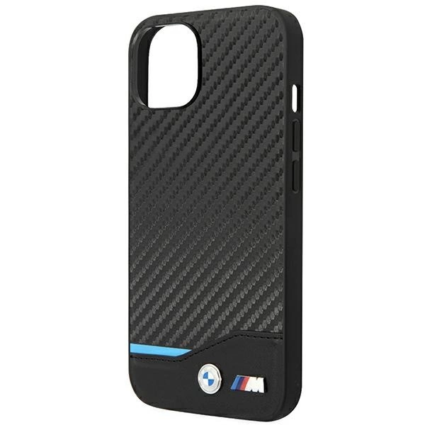 Etui BMW Leather Carbon na iPhone 14 Plus - czarne