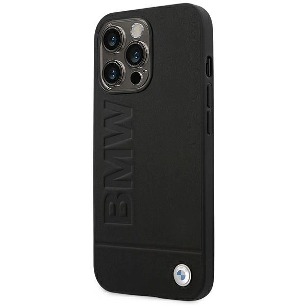 Etui BMW Leather Stamp na iPhone 14 Pro Max - czarne