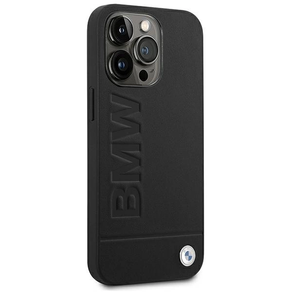 Etui BMW Leather Stamp na iPhone 14 Pro Max - czarne
