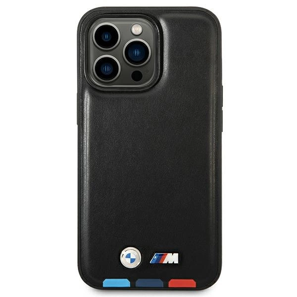 Etui BMW Leather Stamp Tricolor MagSafe na iPhone 14 Pro - czarne