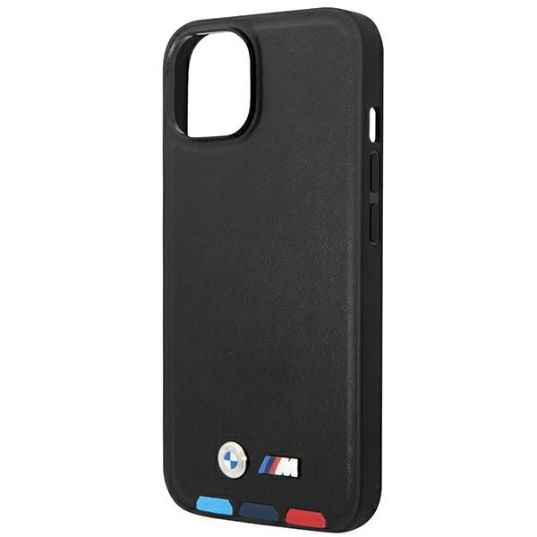 Etui BMW Leather Stamp Tricolor MagSafe na iPhone 14 Plus - czarne