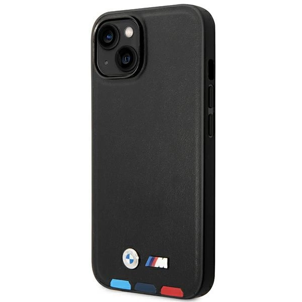 Etui BMW Leather Stamp Tricolor MagSafe na iPhone 14 - czarne