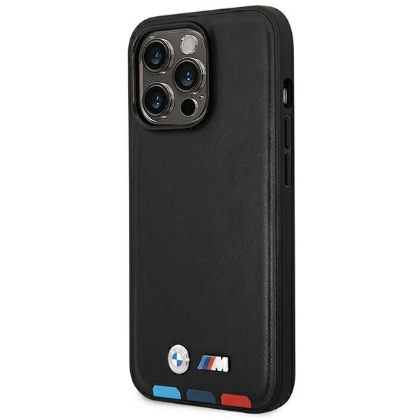 Etui BMW Leather Stamp Tricolor MagSafe na iPhone 14 Pro Max - czarne