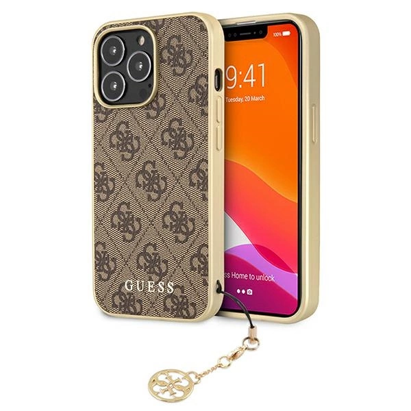 Etui Guess 4G Charms Collection na iPhone 13 Pro / iPhone 13 - brązowe