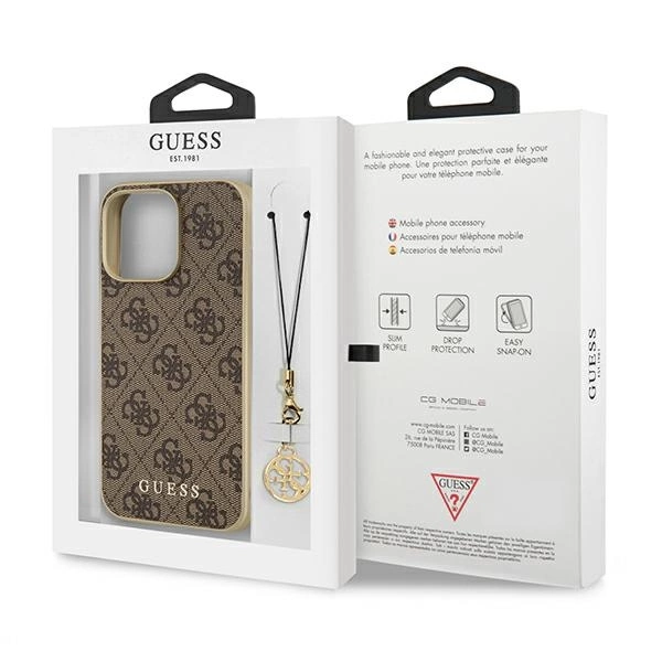 Etui Guess 4G Charms Collection na iPhone 13 Pro / iPhone 13 - brązowe