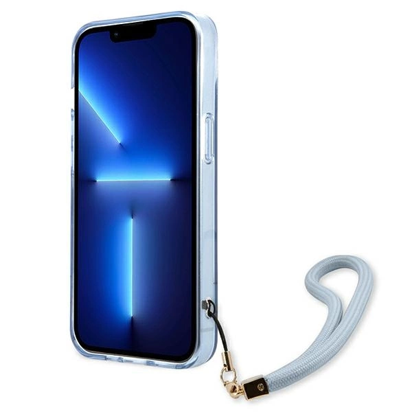 Etui Guess Translucent Strap na iPhone 13 - niebieskie