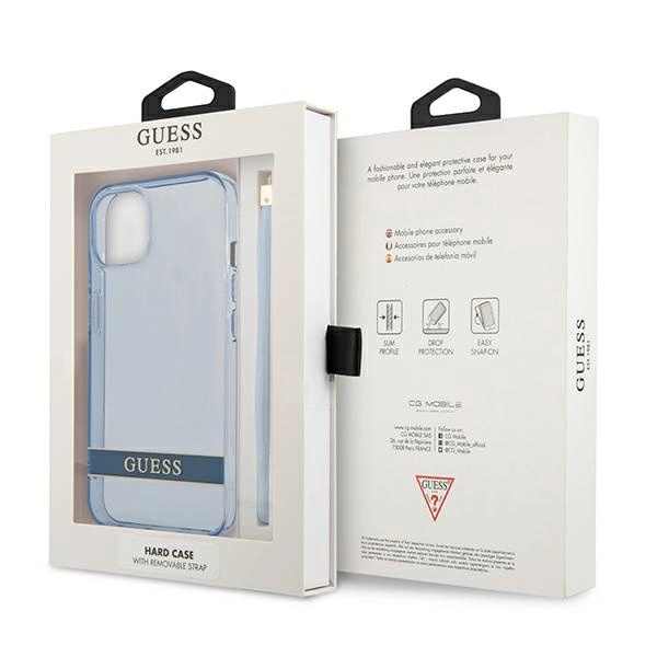 Etui Guess Translucent Strap na iPhone 13 - niebieskie