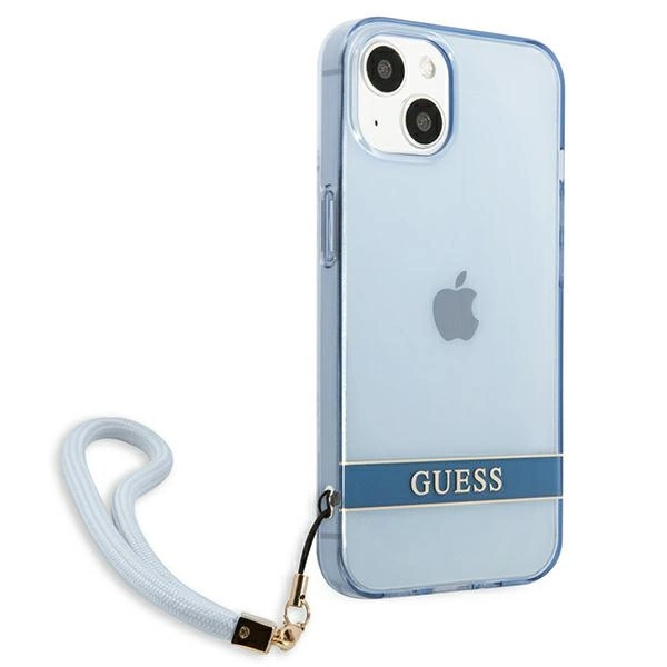 Etui Guess Translucent Strap na iPhone 13 mini - niebieskie