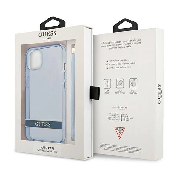 Etui Guess Translucent Strap na iPhone 13 mini - niebieskie