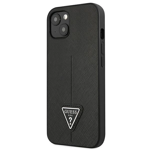 Etui Guess Saffiano Triangle Logo na iPhone 13 mini - czarne