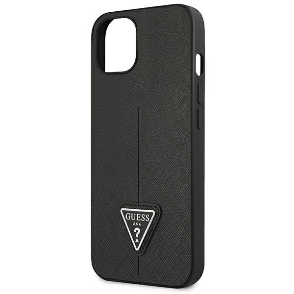 Etui Guess Saffiano Triangle Logo na iPhone 13 mini - czarne