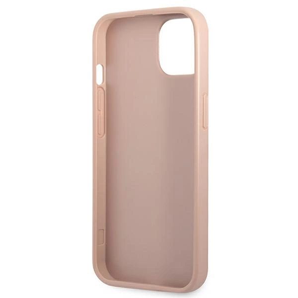 Etui Guess Saffiano Triangle Logo Cardslot na iPhone 13 mini - różowe