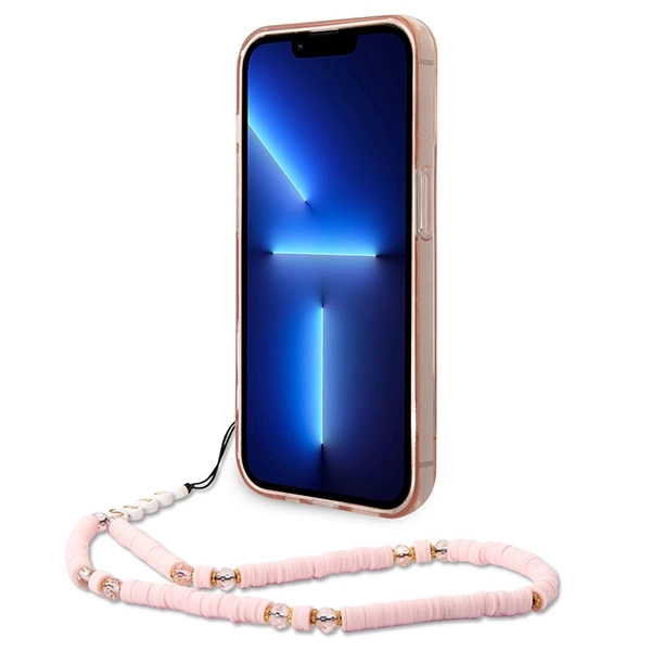 Etui Guess Translucent Pearl Strap na iPhone 14 Pro - różowe