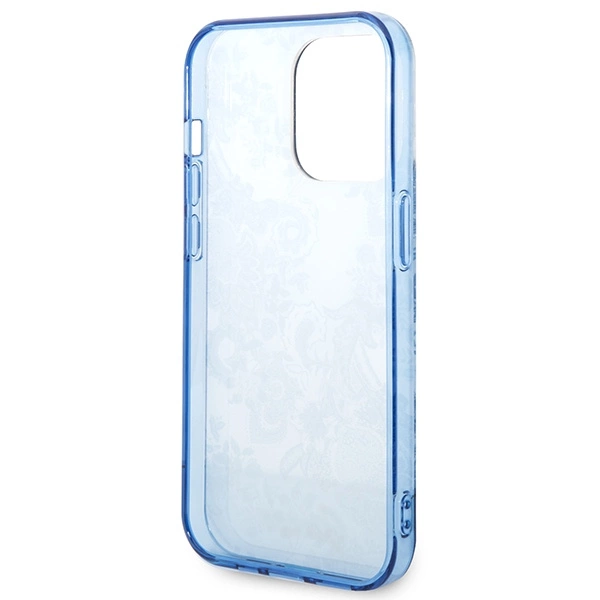 Etui Guess Porcelain Collection na iPhone 14 Pro - niebieskie
