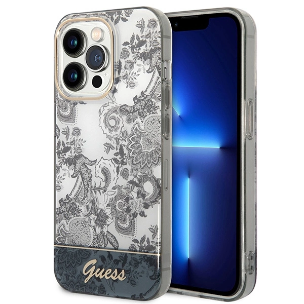 Etui Guess Porcelain Collection na iPhone 14 Pro - szare