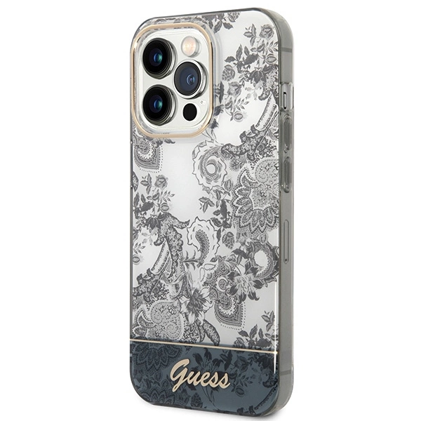 Etui Guess Porcelain Collection na iPhone 14 Pro - szare