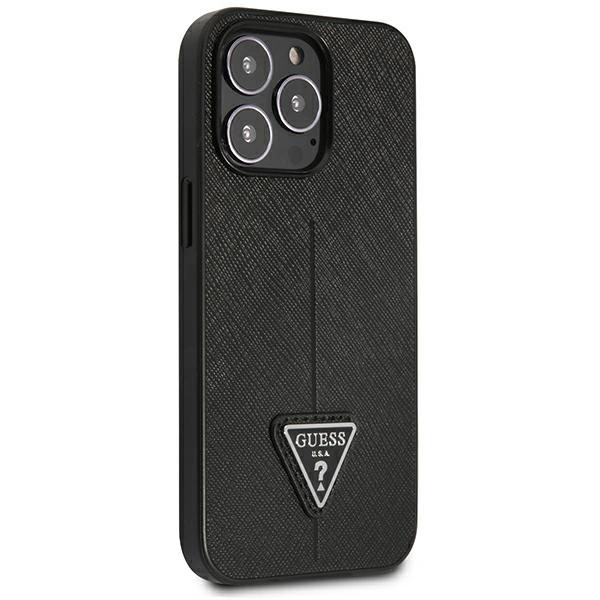 Etui Guess Saffiano Triangle Logo na iPhone 14 Pro - czarne