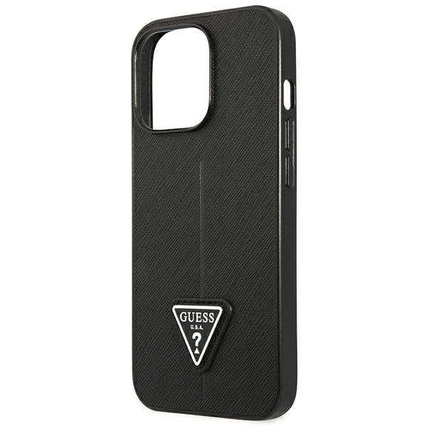 Etui Guess Saffiano Triangle Logo na iPhone 14 Pro - czarne