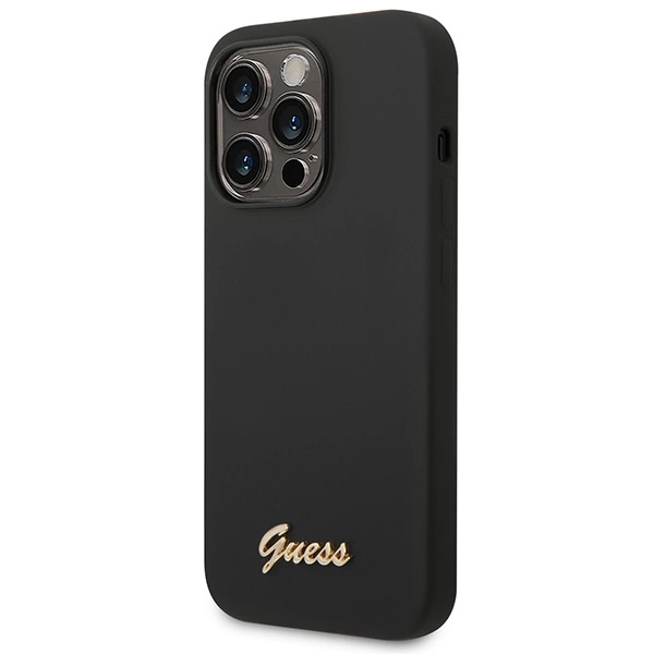 Etui Guess Silicone Vintage Gold Logo na iPhone 14 Pro - czarne