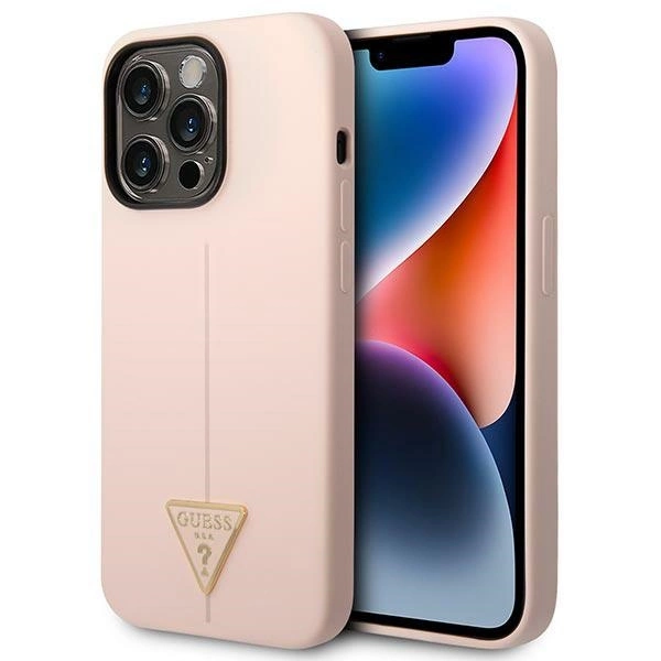 Etui Guess Silicone Triangle na iPhone 14 Pro - różowe