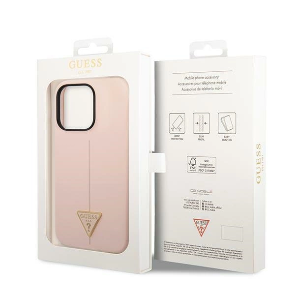 Etui Guess Silicone Triangle na iPhone 14 Pro - różowe
