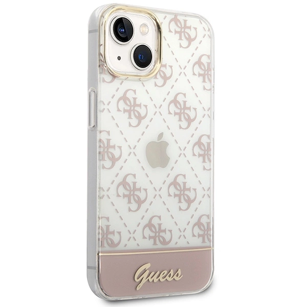Etui Guess 4G Pattern Script na iPhone 14 Plus - różowe