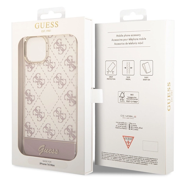 Etui Guess 4G Pattern Script na iPhone 14 Plus - różowe
