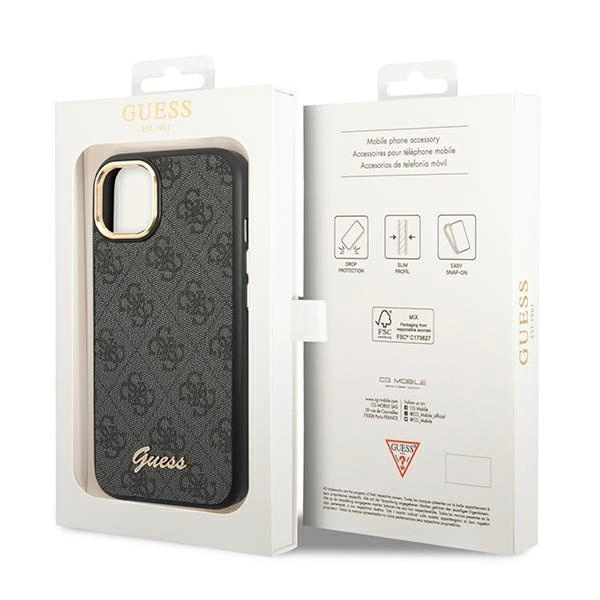 Etui Guess 4G Vintage Gold Logo na iPhone 14 Plus - czarne