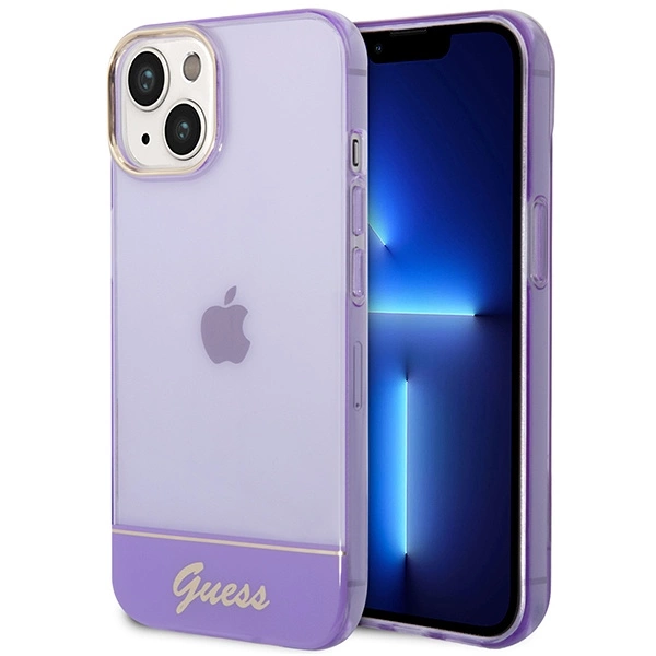 Etui Guess Translucent na iPhone 14 Plus - fioletowe