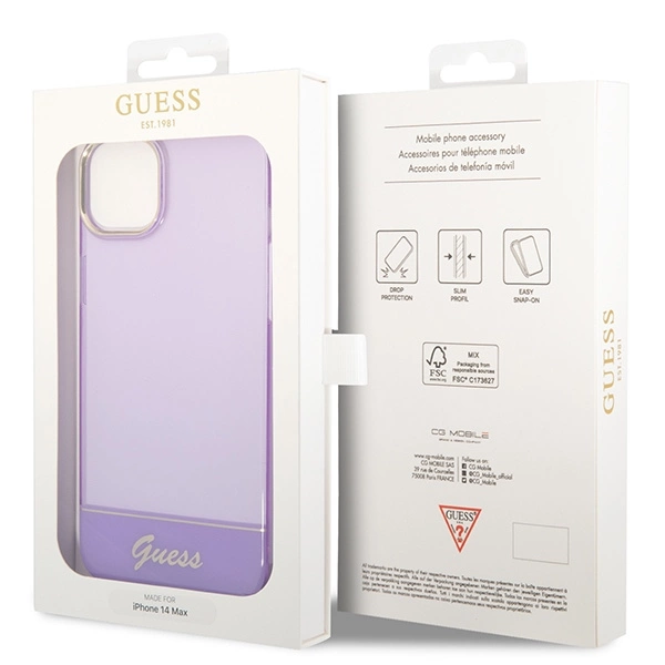 Etui Guess Translucent na iPhone 14 Plus - fioletowe