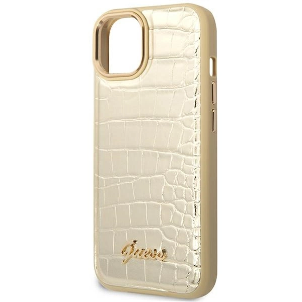 Etui Guess Croco Collection na iPhone 14 Plus - złote