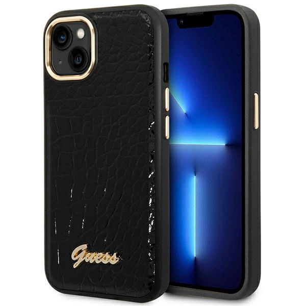 Etui Guess Croco Collection na iPhone 14 Plus - czarne
