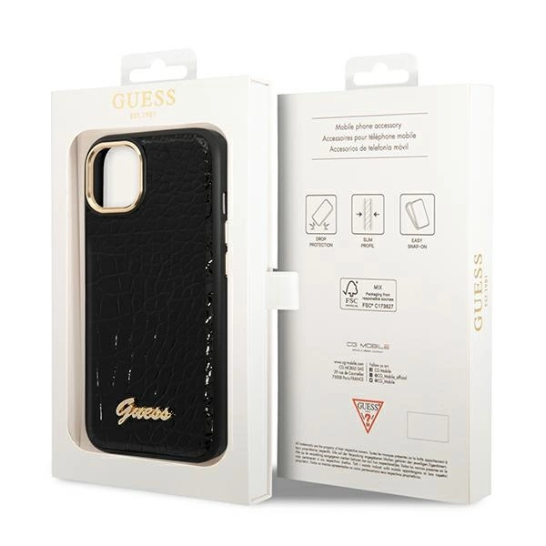 Etui Guess Croco Collection na iPhone 14 Plus - czarne